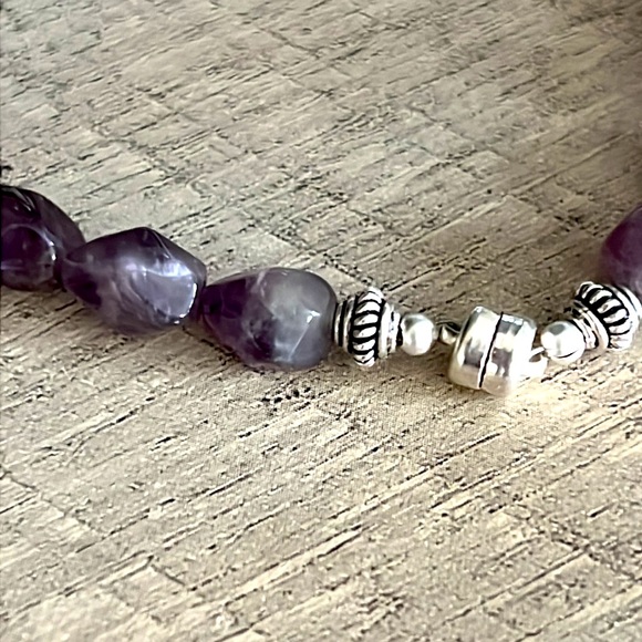 NEW Amethyst Bracelet with Sterling Silver Flower Charm - Picture 2 of 4
